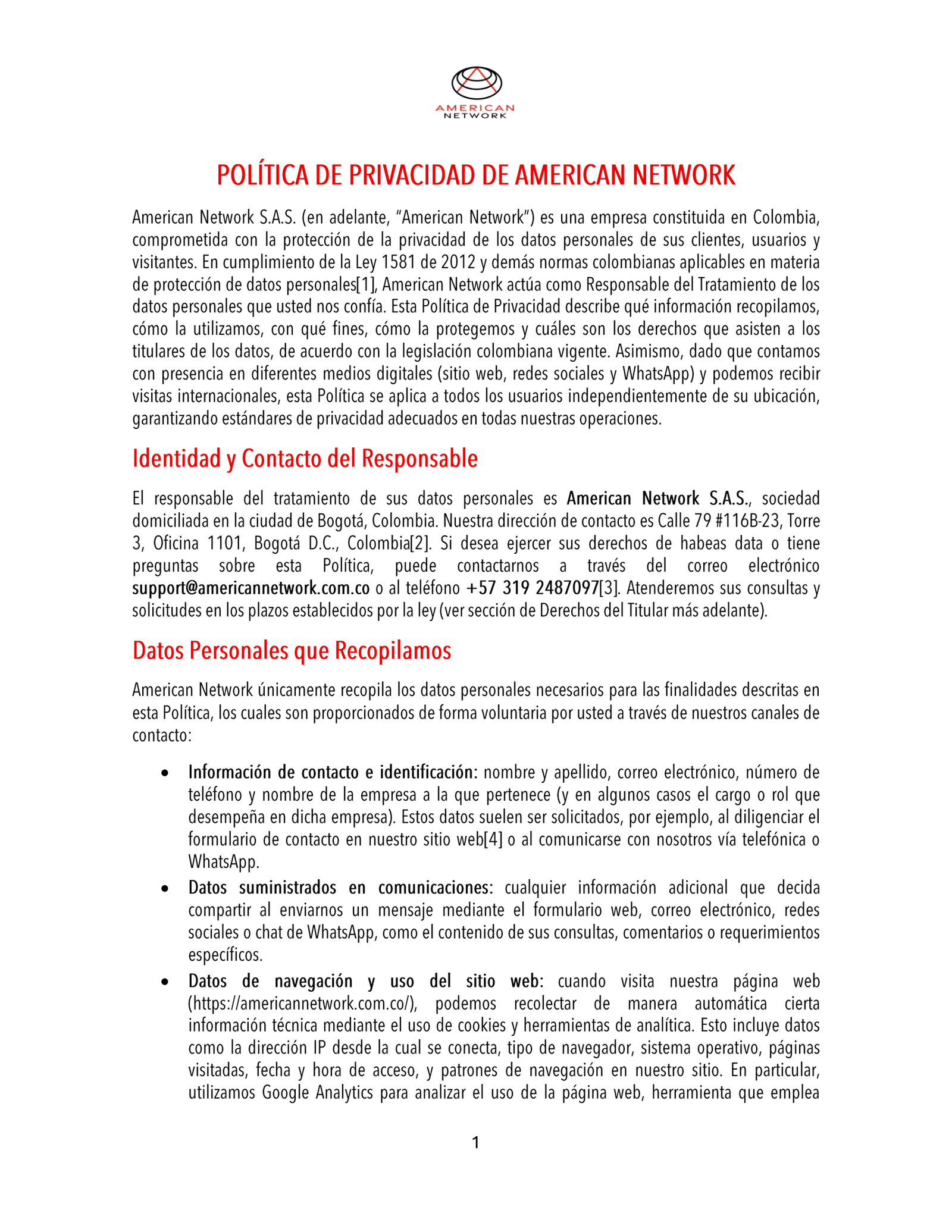 Política de Privacidad - American Network-01