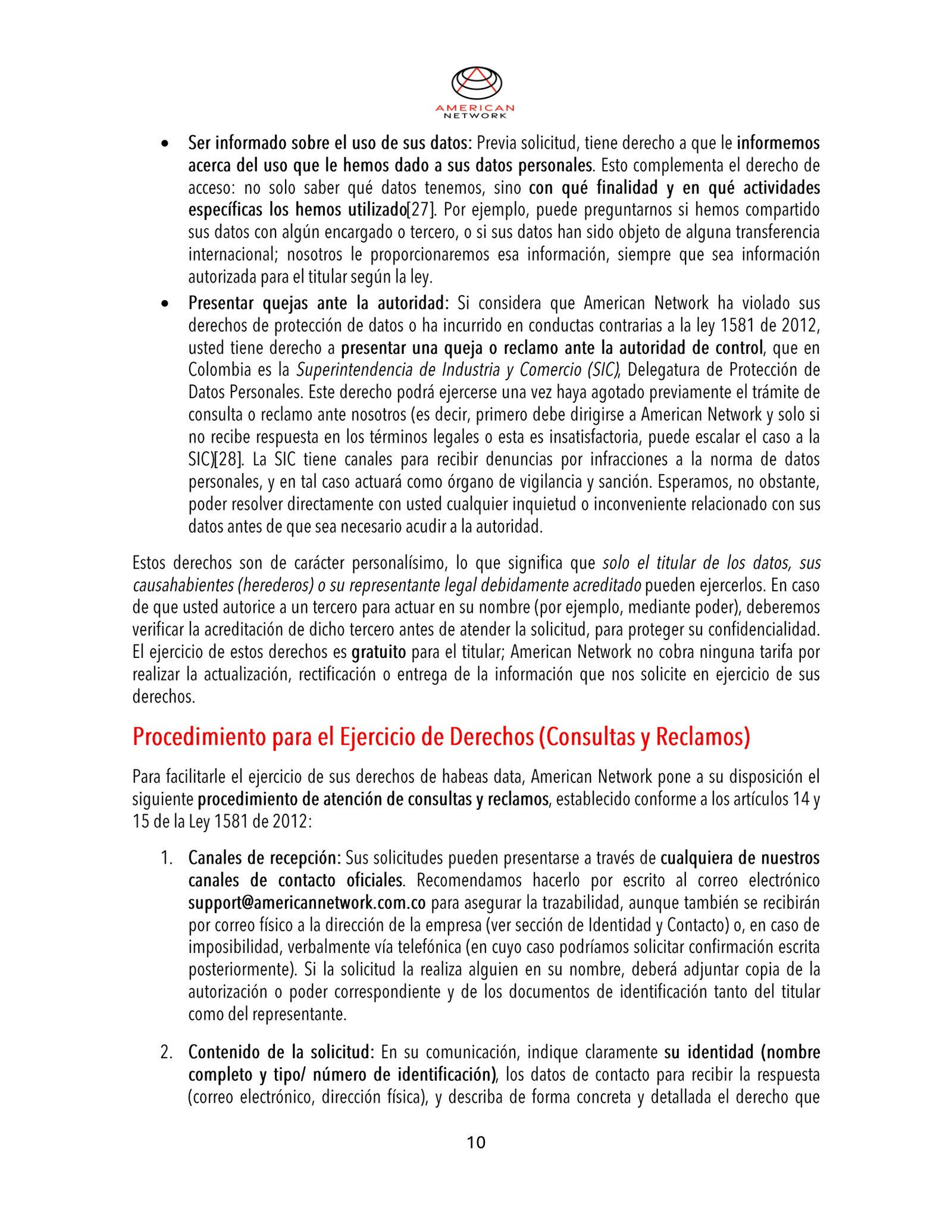 Política de Privacidad - American Network-10