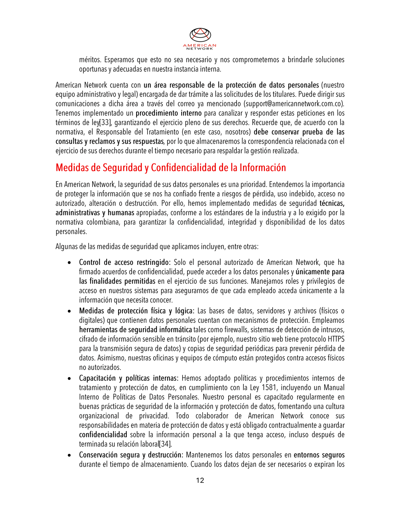 Política de Privacidad - American Network-12