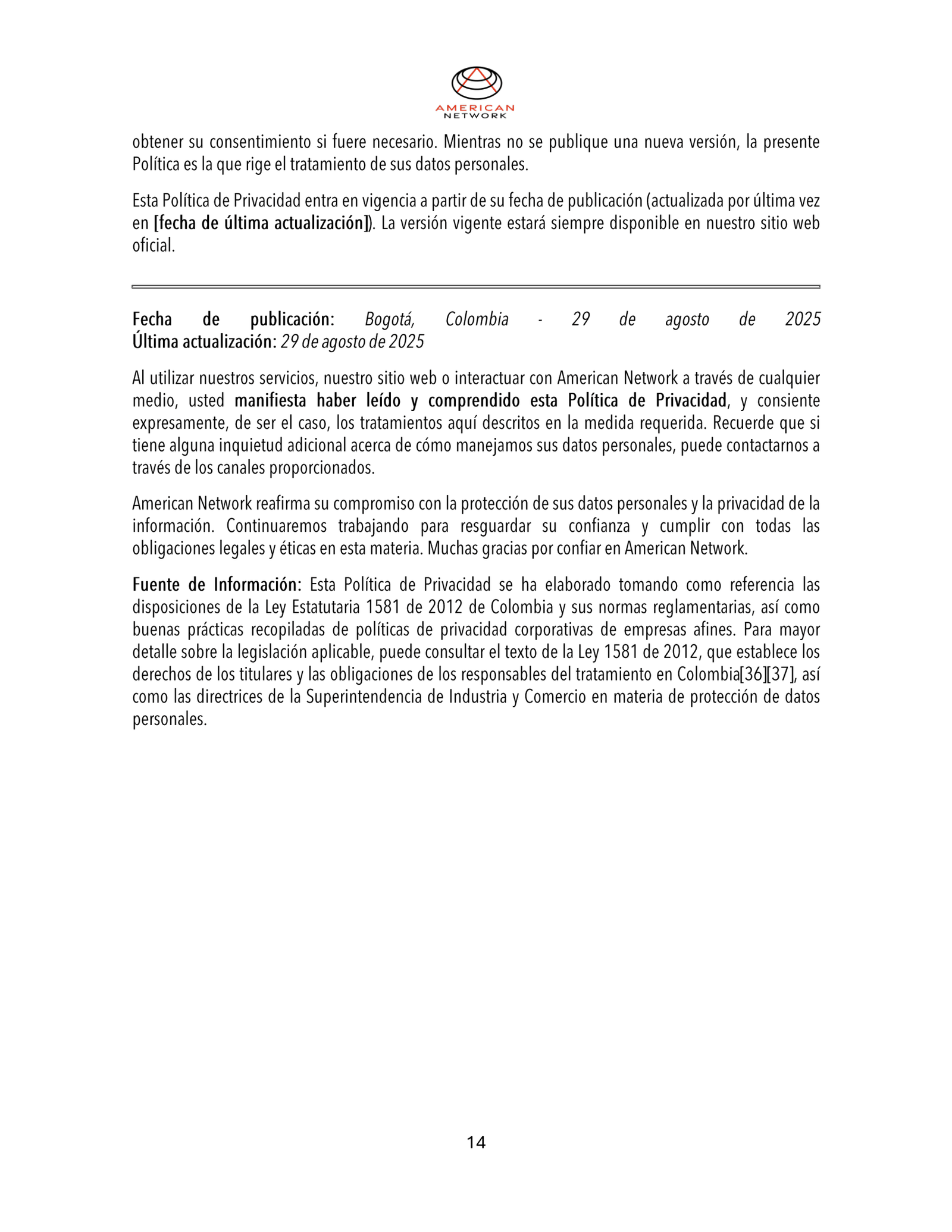 Política de Privacidad - American Network-14